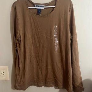 Karen Scott New with tag long sleeve brown tee XL 100% cotton top